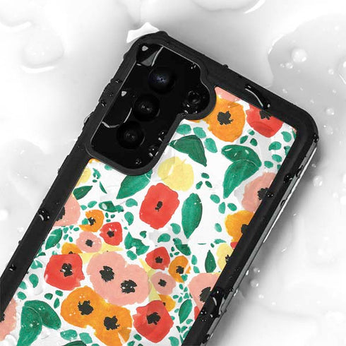 Bouffants and Broken Hearts Geometric Flowers Galaxy S24 Plus Waterproof Case